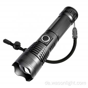 1000 Lumen wieder auflösbare taktische Taschenlampe wasserfestes XHP50 Zoomable Superhelle Outdoor -Taschenlampe mit Stromanzeige